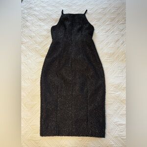 H&M Shimmer Tinsel Black Midi Cocktail Dress Sz 6 - Like New!